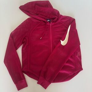 Nike Women’s Pink Magenta Mesh Fishnet Hoodie Size S